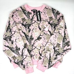 Playboy Camo Camouflage Sweatshirt Pink S P NWT